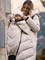 Seraphine Taupe Long 3-In-1 Maternity & Babywearing Puffa Coat - Image 8 of 8