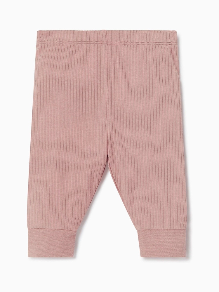 وردي - MORI Supersoft Ribbed Stretch Comfy Baby Leggings - صورة 1 من 1