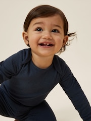 Hellblau - MORI Supersoft Ribbed Stretch Long Sleeve Envelope Neckline Bodysuit - Bild 2 von 3