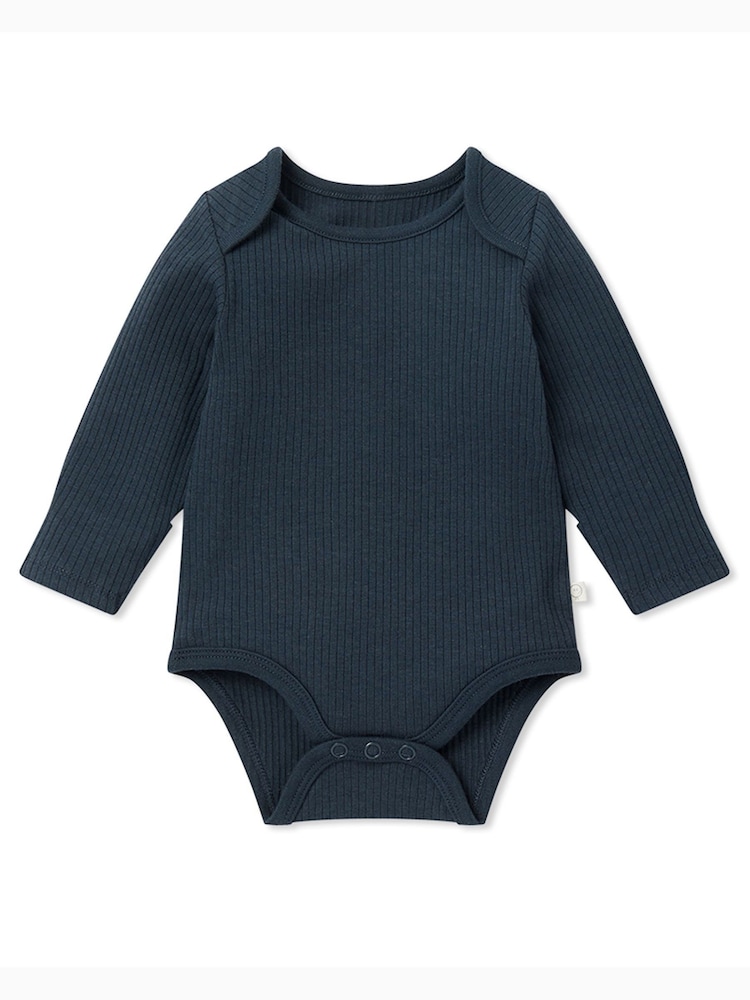 Hellblau - MORI Supersoft Ribbed Stretch Long Sleeve Envelope Neckline Bodysuit - Bild 3 von 3