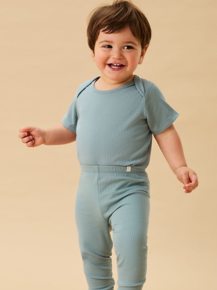 أزرق فاتح - MORI Supersoft Ribbed Stretch Comfy Baby Leggings - صورة 1 من 2