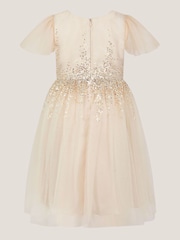 Monsoon Gold Samara Sequin Waterfall Bow Dress - Image 3 of 4