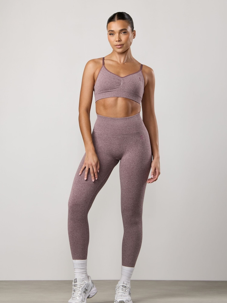 Gym King Purple Sculpt Marl Scrunch Bra - Image 1 of 4 Gym King Purple Sculpt Marl Scrunch Bra - Image 1 of 4