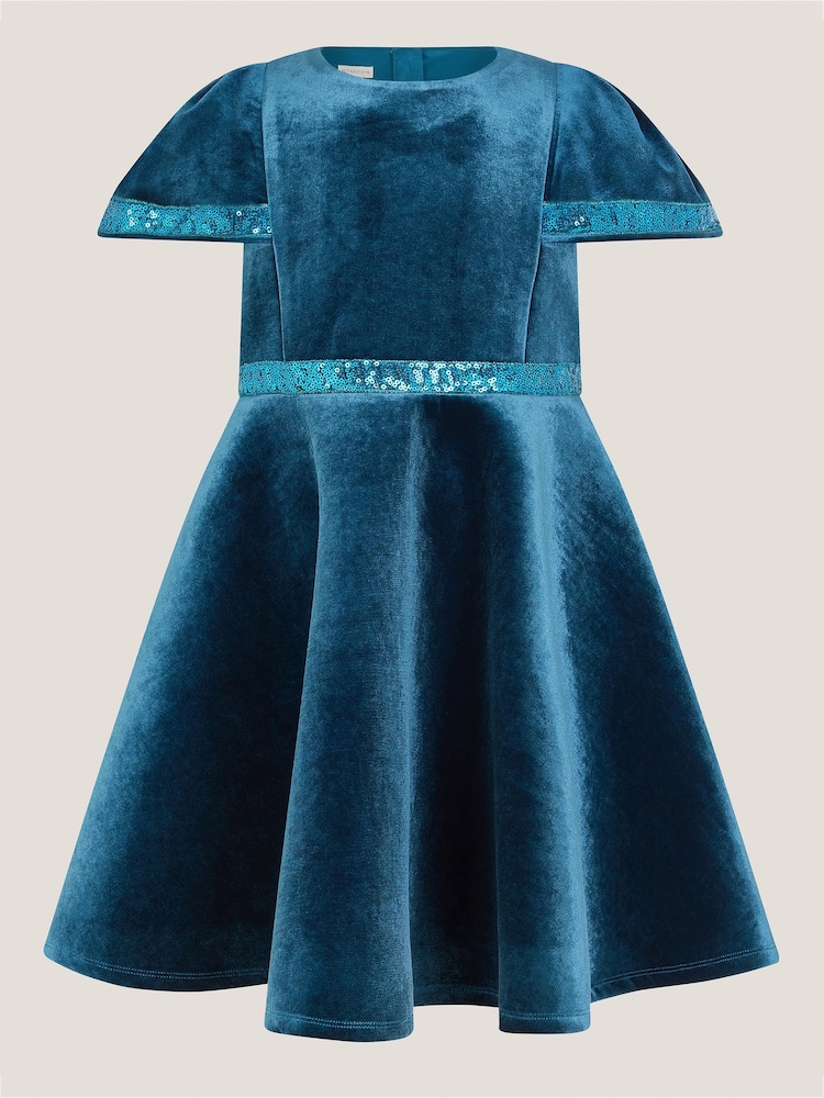 Monsoon Blue Viola Sequin Velvet Party Dress - Image 1 of 3