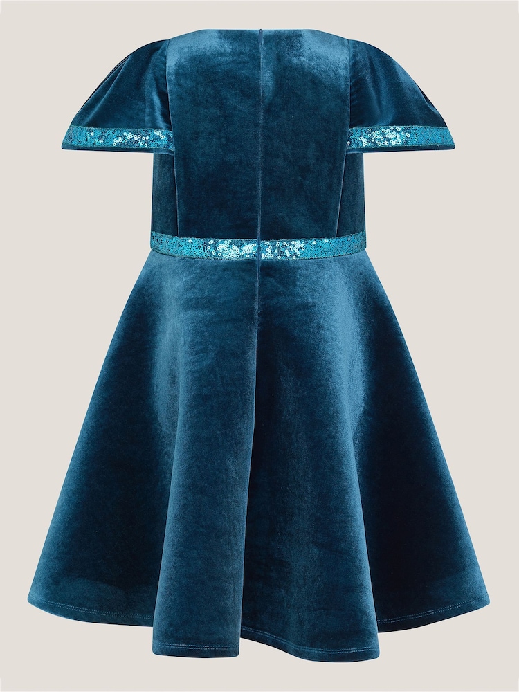 Monsoon Blue Viola Sequin Velvet Party Dress - Image 2 of 3 Monsoon Blue Viola Sequin Velvet Party Dress - Image 2 of 3