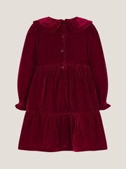 Monsoon Red Baby Floral Embroidered Velvet Dress - Image 2 of 3