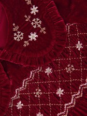 Monsoon Red Baby Floral Embroidered Velvet Dress - Image 3 of 3