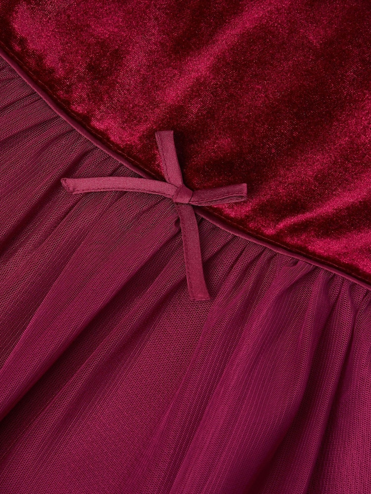 Monsoon Red Baby Estella Velvet Appliqué Party Dress - Image 3 of 3