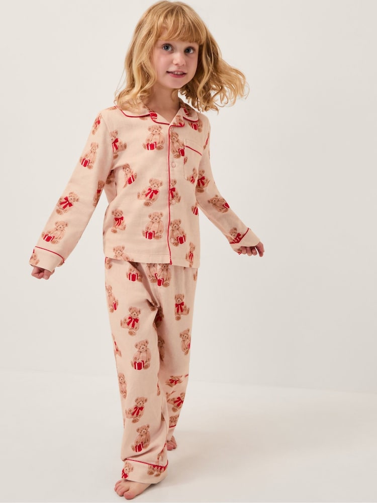 Monsoon Cream Teddy Bear Print Long Christmas Pyjamas Set - Image 1 of 3 Monsoon Cream Teddy Bear Print Long Christmas Pyjamas Set - Image 1 of 3