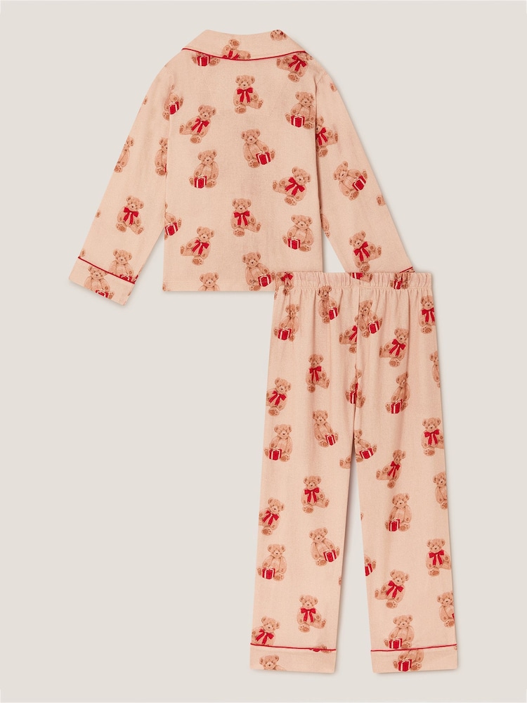 Monsoon Cream Teddy Bear Print Long Christmas Pyjamas Set - Image 2 of 3 Monsoon Cream Teddy Bear Print Long Christmas Pyjamas Set - Image 2 of 3