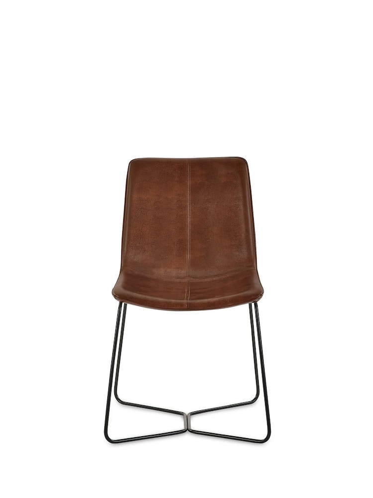 Julian Bowen Set of 2 Tan Brown Orange Joren PU Leather Dining Chairs - Image 5 of 5