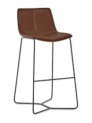 Julian Bowen Set of 2 Tan Brown Orange Joren PU Leather Bar Stools - Image 4 of 5