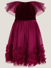 Monsoon Red Eden Velvet Rose Appliqué Party Dress - Image 3 of 4