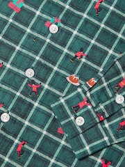 Monsoon Green Christmas Check Shirt - Image 4 of 4