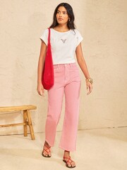 Love & Roses Ivory Cutwork Embroidered Crew Neck T-Shirt - Image 3 of 4