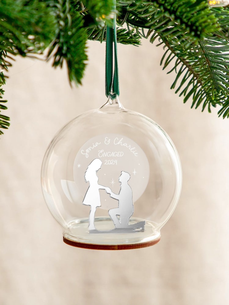 Metallic Engagement Silhouette Christmas Bauble by No Ordinary Gift - Image 1 of 4 Metallic Engagement Silhouette Christmas Bauble by No Ordinary Gift - Image 1 of 4