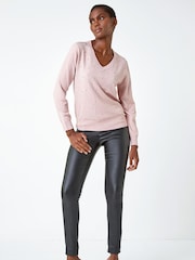 Roman Pink Pearl Sparkle Embellished Jumper - Image 2 of 5