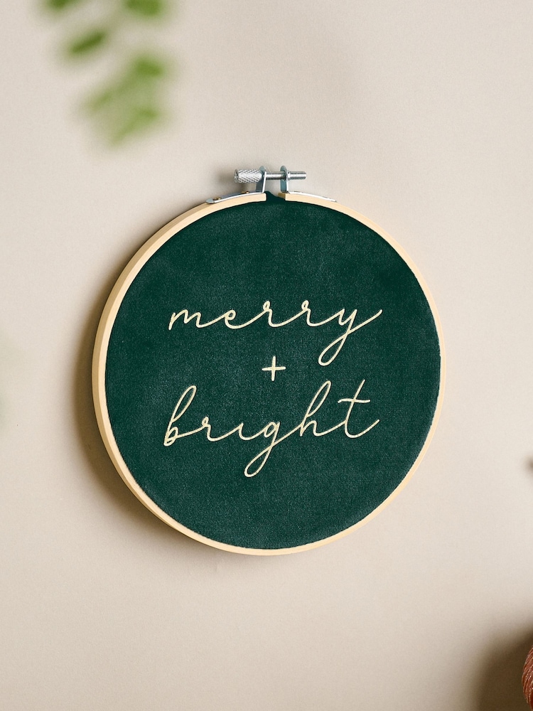Merry & Bright Christmas Velvet Hoop by No Ordinary Gift - Image 1 of 2 Merry & Bright Christmas Velvet Hoop by No Ordinary Gift - Image 1 of 2