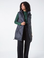 Roman Black Longline Quilted Hooded Gilet - Image 2 of 5