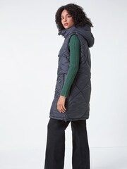 Roman Black Longline Quilted Hooded Gilet - Image 3 of 5