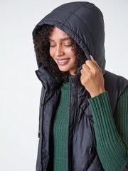 Roman Black Longline Quilted Hooded Gilet - Image 4 of 5