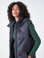 Roman Black Longline Quilted Hooded Gilet - Image 5 of 5