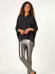 Roman Metallic Coated Elastic Waist Bengaline Stretch Trousers - Image 2 of 5