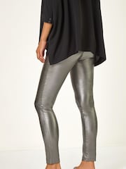 Roman Metallic Coated Elastic Waist Bengaline Stretch Trousers - Image 3 of 5
