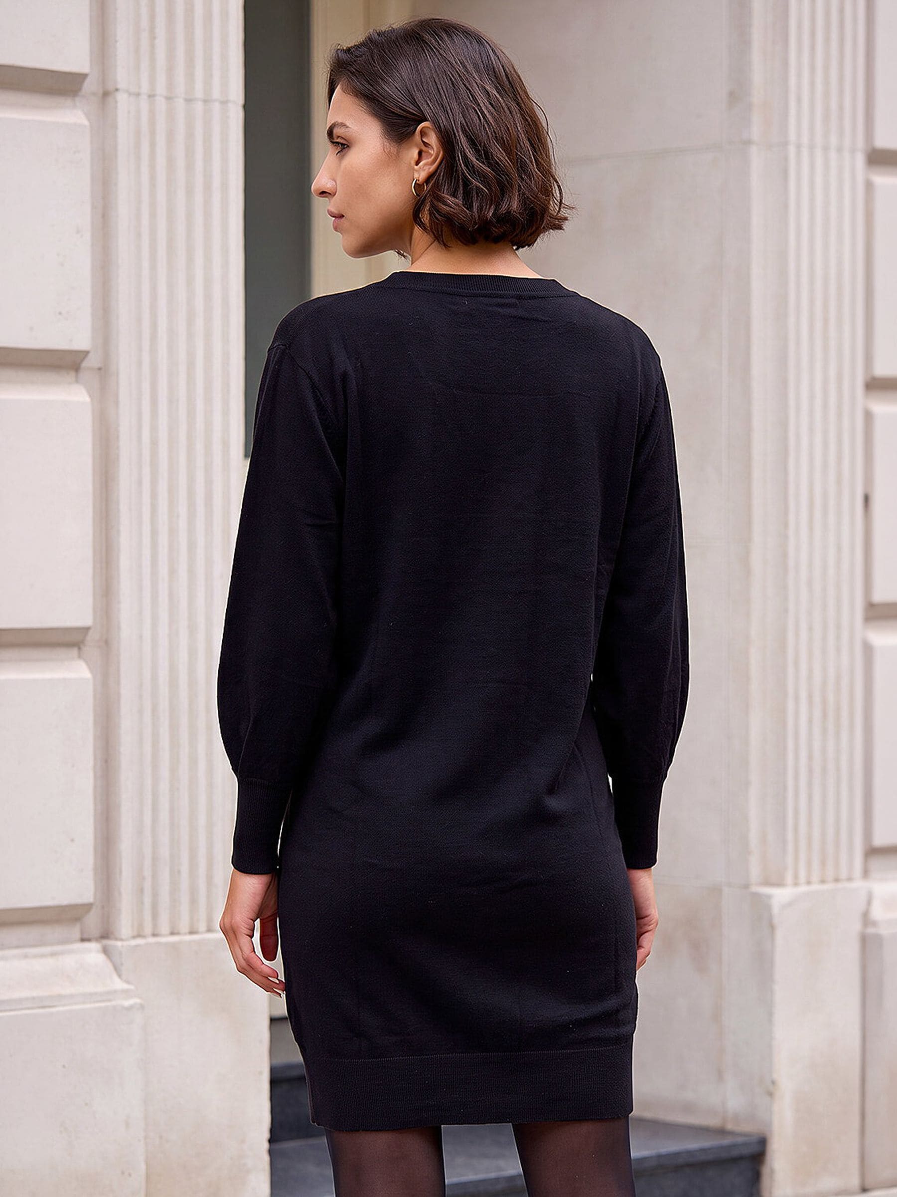 Buy Roman Black V-Neck Knit Jumper Dress from Next USA