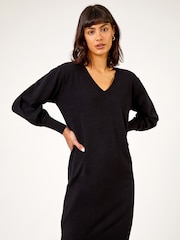 Roman Black V-Neck Knit Jumper Dress - Image 4 of 5