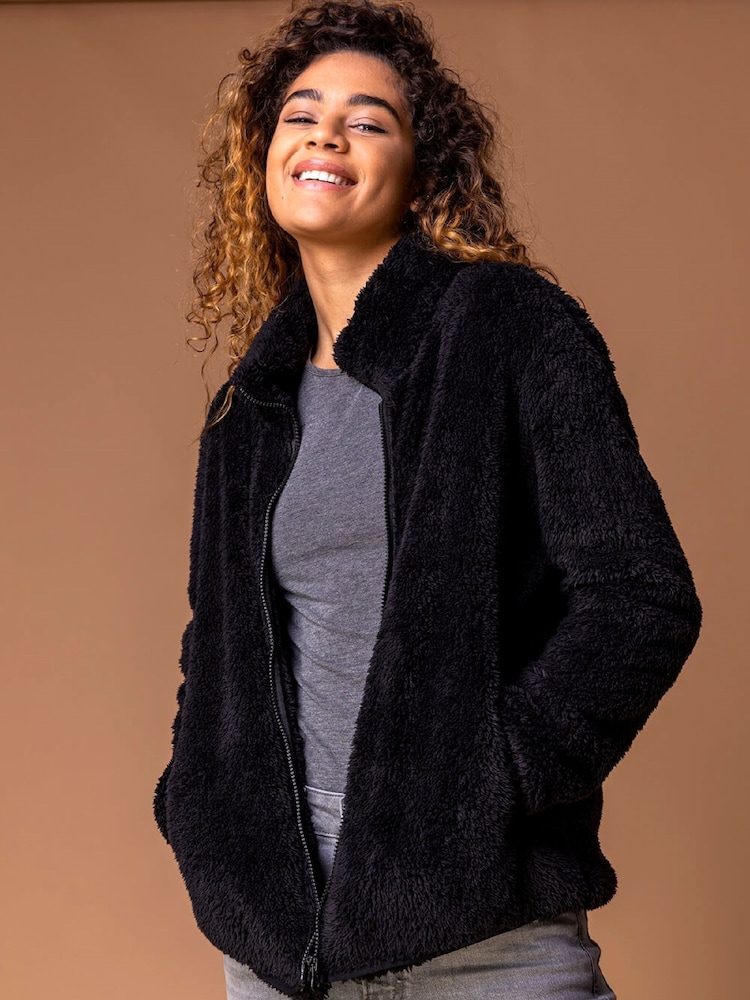 Roman Black Soft Sherpa Fleece Jacket - Image 1 of 4
