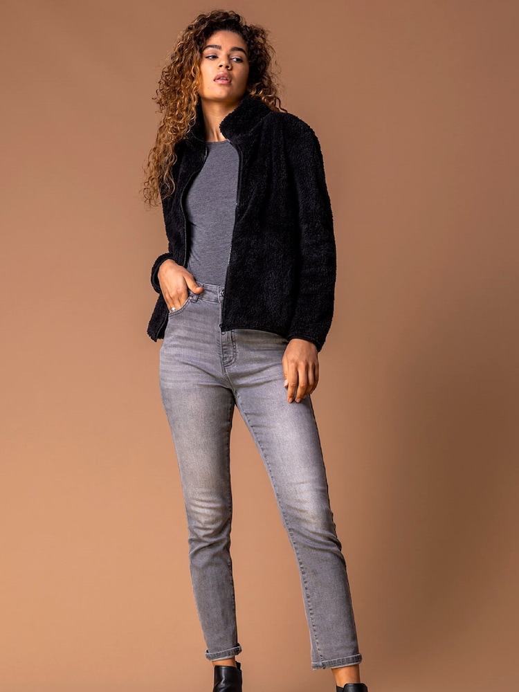 Roman Black Soft Sherpa Fleece Jacket - Image 2 of 4 Roman Black Soft Sherpa Fleece Jacket - Image 2 of 4