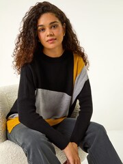 Roman Yellow Colour Block Relaxed Longline Jumper - Image 5 of 5