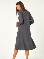 Roman Grey Textured A-Line Stretch Midi Dress - Image 2 of 5