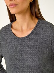 Roman Grey Textured A-Line Stretch Midi Dress - Image 4 of 5