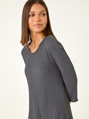 Roman Grey Textured A-Line Stretch Midi Dress - Image 5 of 5