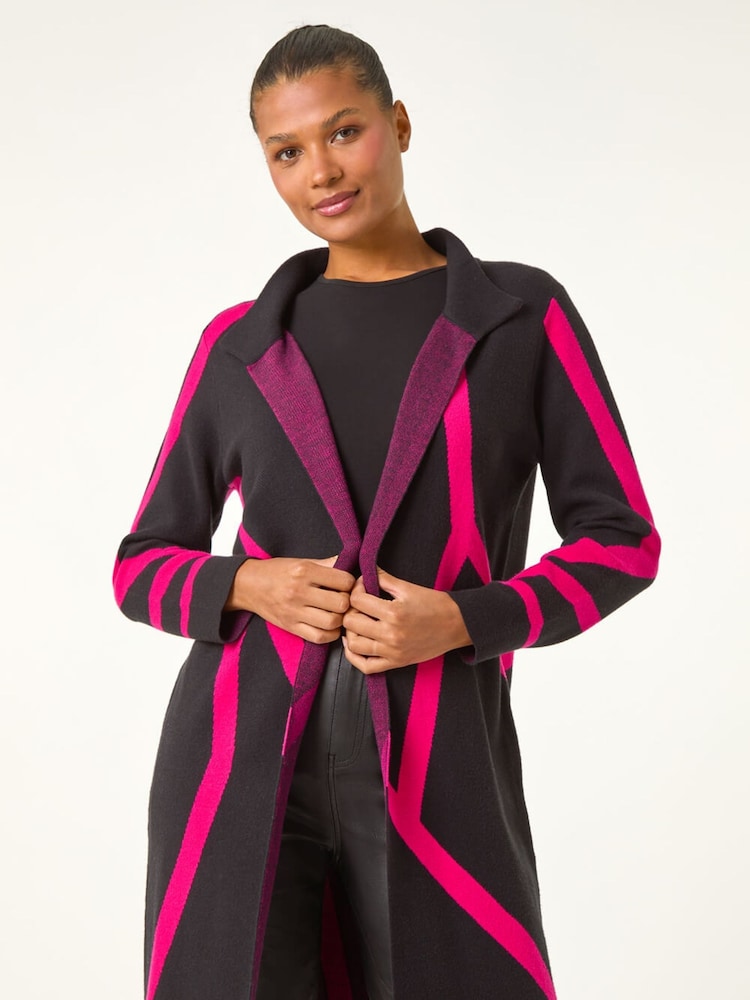 Roman Pink Abstract Patterned Cardigan - Image 1 of 5