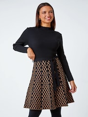 Roman Natural Contrast Skirt Ribbed Jumper Dress - Image 1 of 5