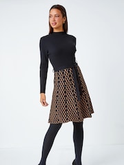 Roman Natural Contrast Skirt Ribbed Jumper Dress - Image 2 of 5