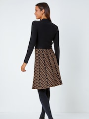 Roman Natural Contrast Skirt Ribbed Jumper Dress - Image 3 of 5