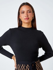 Roman Natural Contrast Skirt Ribbed Jumper Dress - Image 4 of 5