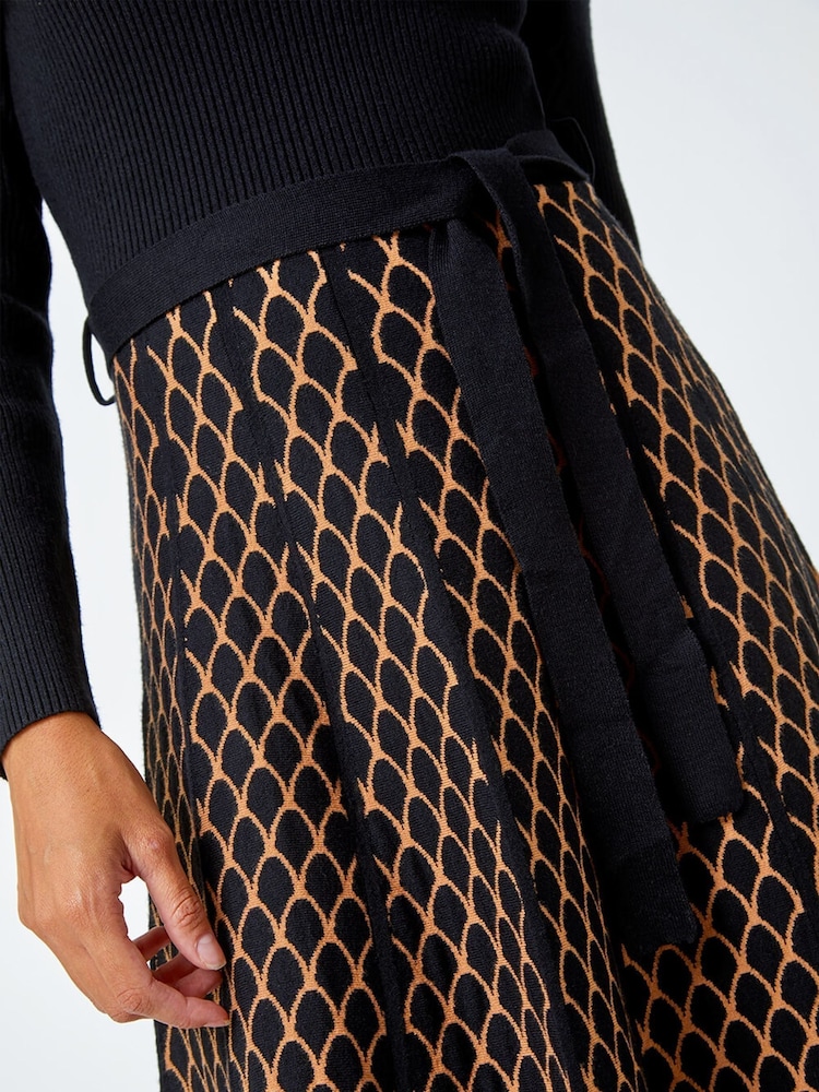 Roman Natural Contrast Skirt Ribbed Jumper Dress - Image 5 of 5