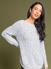 Roman White Curved Hem Stitch Knit Jumper - Image 1 of 4
