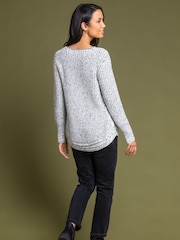 Roman White Curved Hem Stitch Knit Jumper - Image 2 of 4