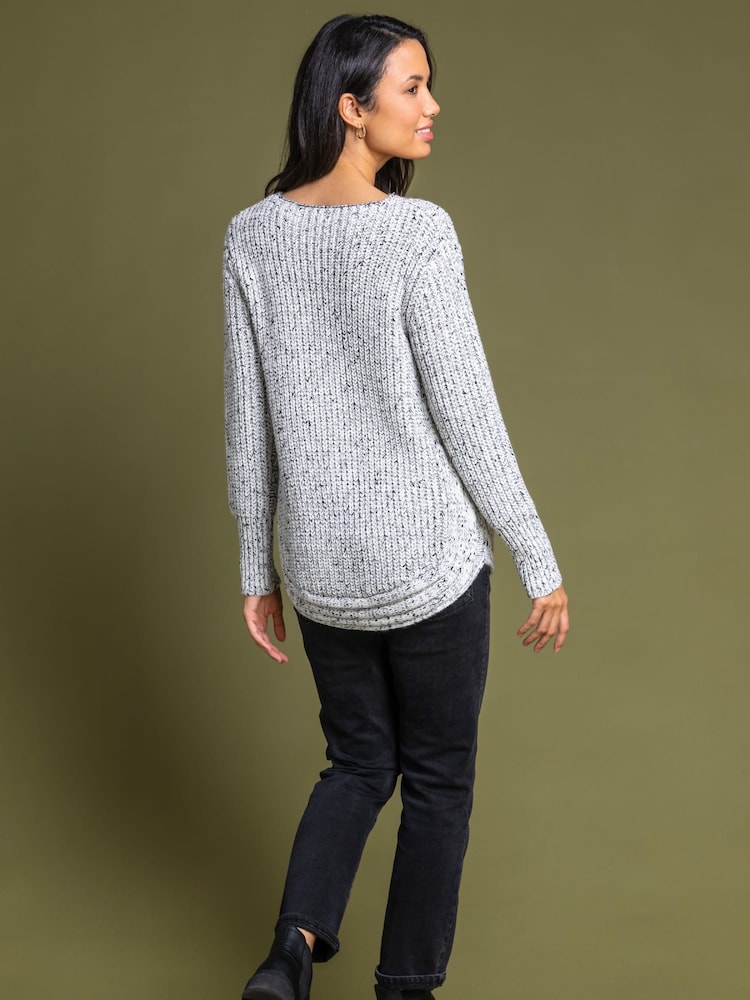 Roman White Curved Hem Stitch Knit Jumper - Image 2 of 4