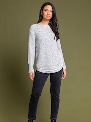 Roman White Curved Hem Stitch Knit Jumper - Image 3 of 4