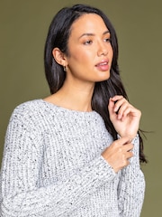 Roman White Curved Hem Stitch Knit Jumper - Image 4 of 4