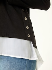 Roman Black 2 in 1 Contrast Hem Detail Stretch Blouse - Image 5 of 5