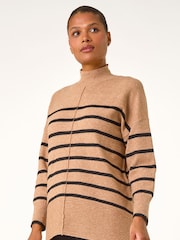 Roman Brown Relaxed Stripe Soft Knit Jumper - Image 1 of 5