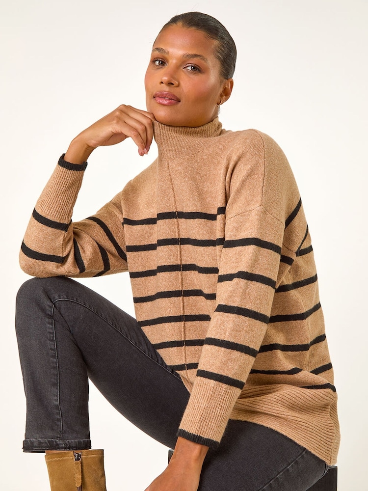 Roman Brown Relaxed Stripe Soft Knit Jumper - Image 2 of 5